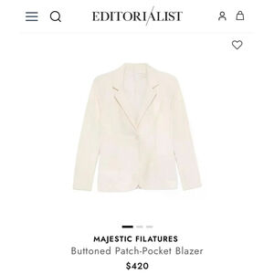 NWT Majestic Filatures Cream Corduroy 1 Buttoned Blazer XS